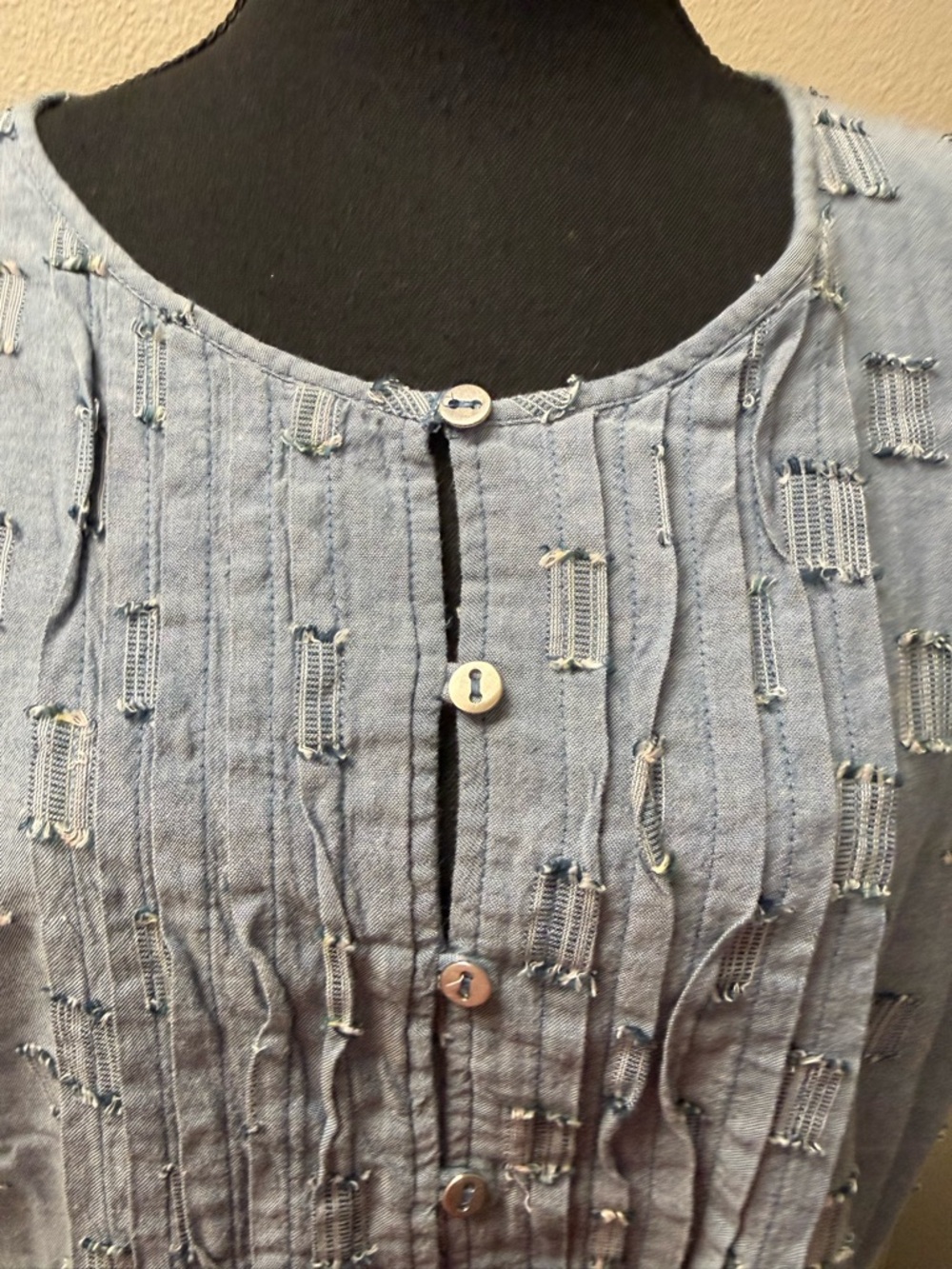 LOFT Chambray Dress XL Blue Button Front Boho Cotton Summer Midi Casual - Picture 3 of 9